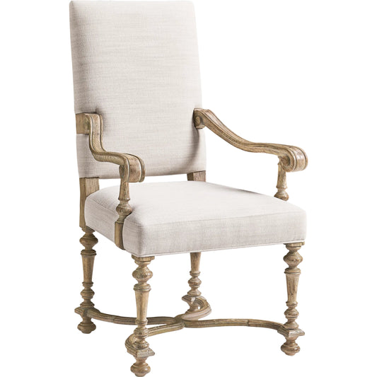 Sagehill Upholstered Arm Chair by Jonathan Charles in timberon grey oak. Made from oak in a traditional style.