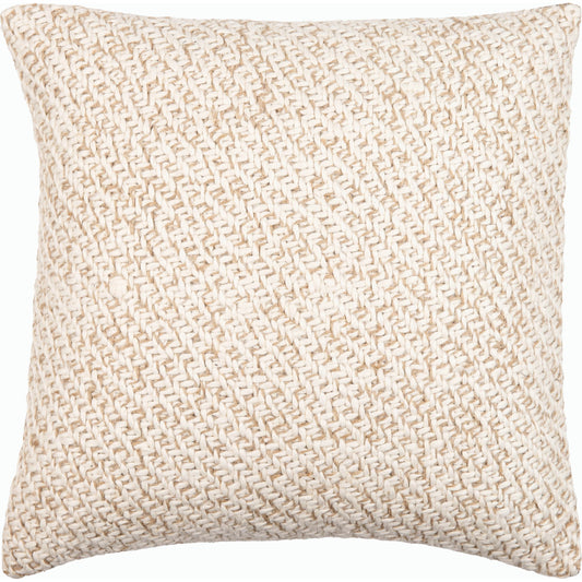 Ranell Pillow - 481563 by Surya in ivory, sand, beige. Made from front: 55% cotton, 45% linen, back: 100% cotton in a modern style.