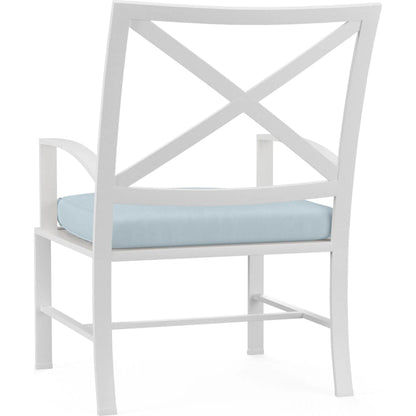 Bristol Outdoor Dining Chair in Canvas Flax w/ Self Welt by Sunset West. Made from aluminum in a modern style.