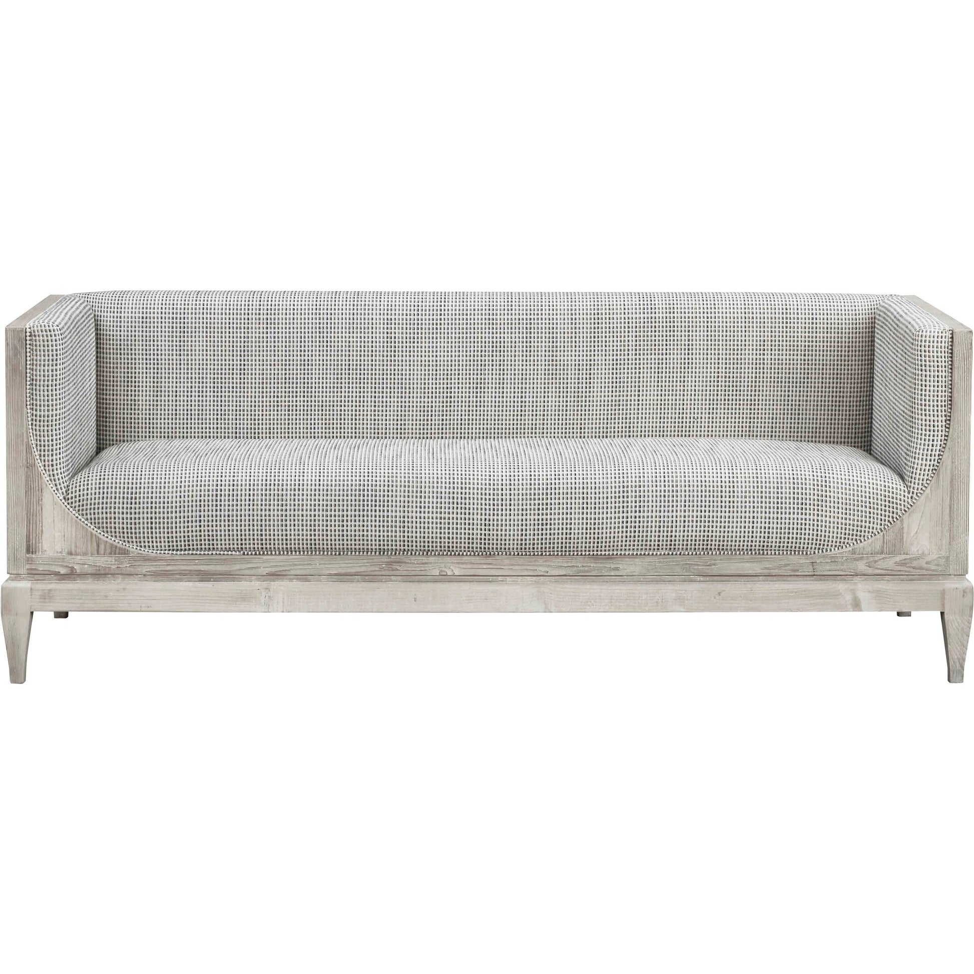 Raphael Sofa by LH Imports in light grey and antique white washed. Made from white pine, polyester, flax fabric, pu foam in a modern style.