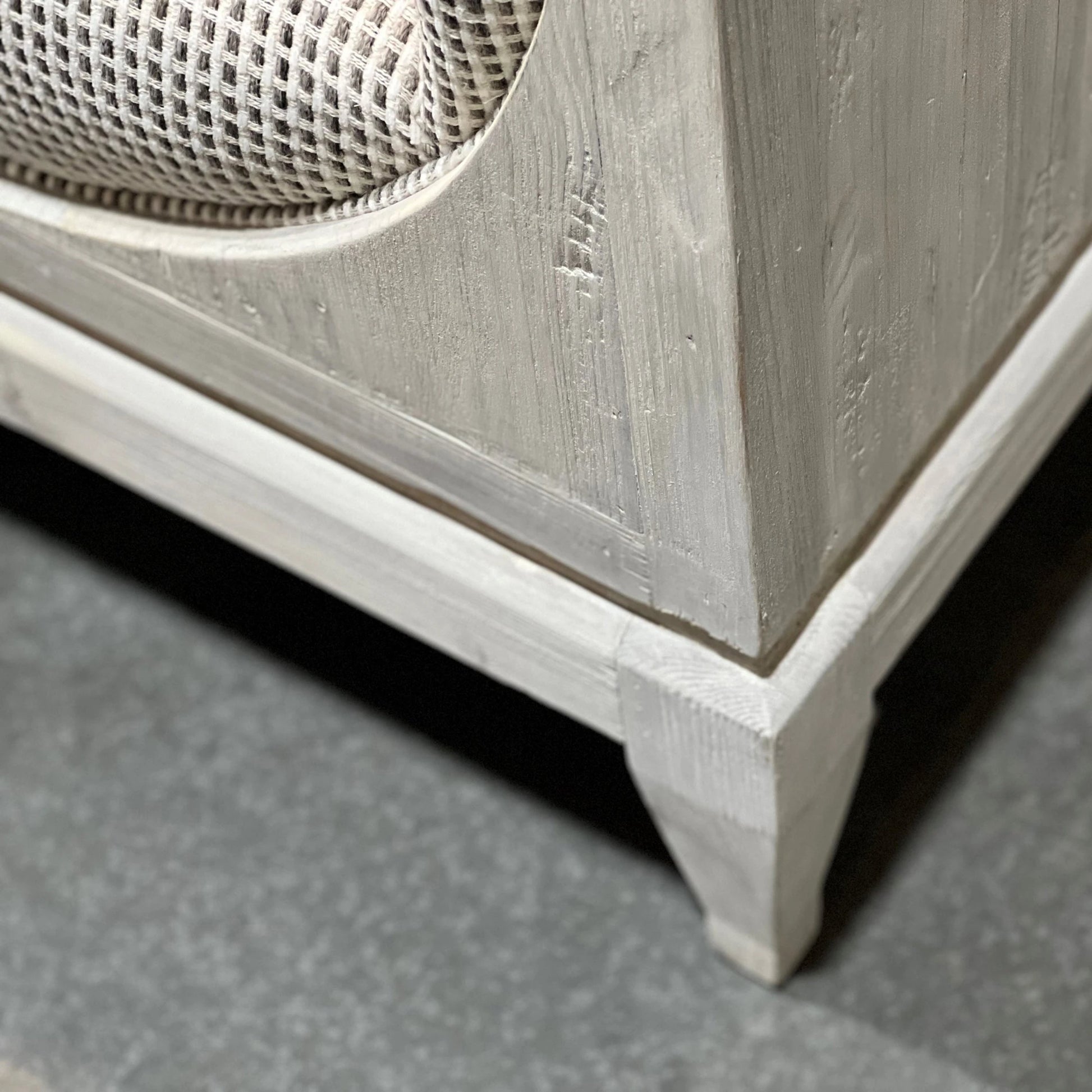 Raphael Sofa by LH Imports in light grey and antique white washed. Made from white pine, polyester, flax fabric, pu foam in a modern style.