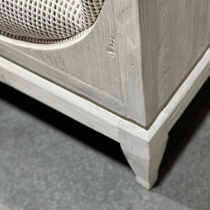 Raphael Sofa by LH Imports in light grey and antique white washed. Made from white pine, polyester, flax fabric, pu foam in a modern style.