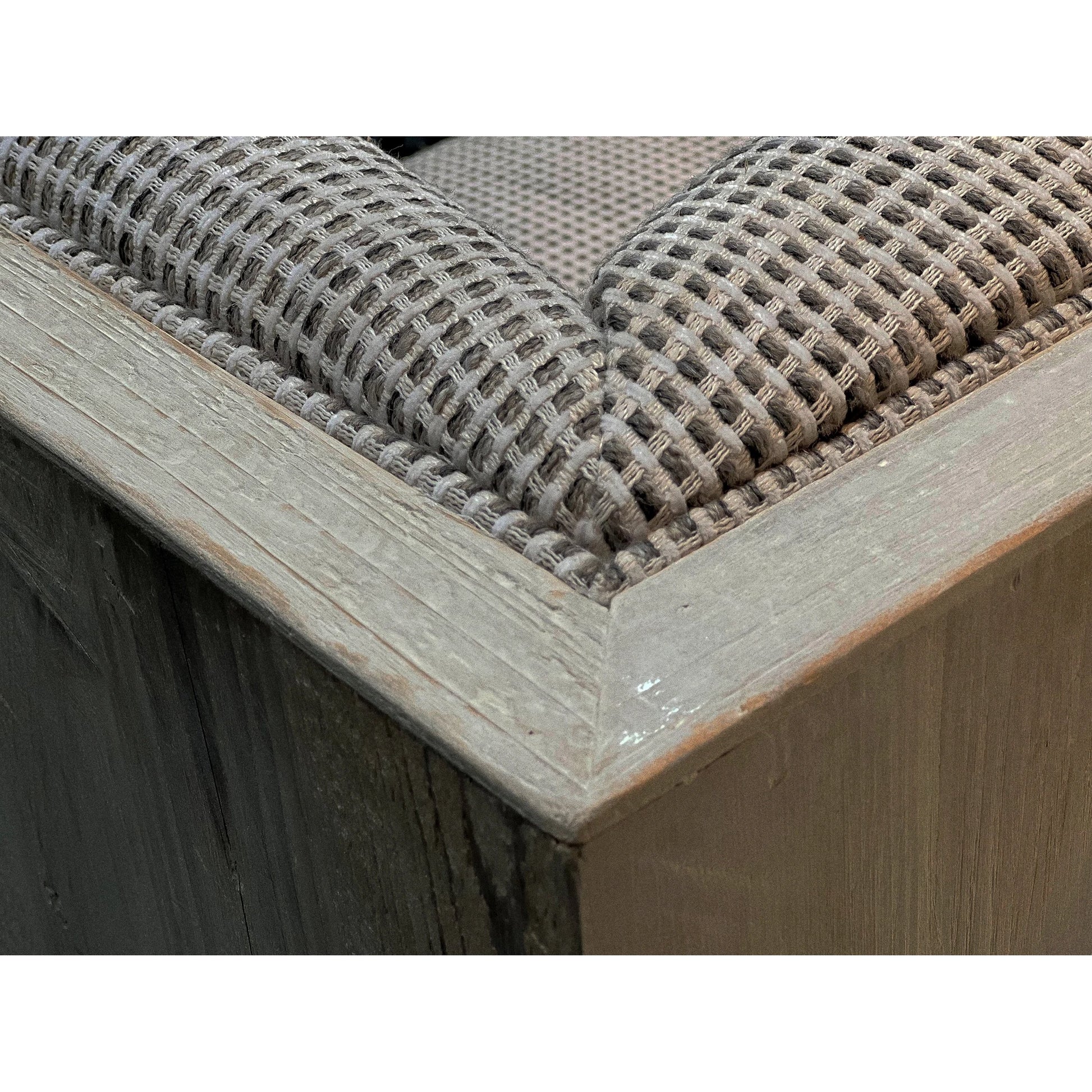 Raphael Sofa by LH Imports in light grey and antique white washed. Made from white pine, polyester, flax fabric, pu foam in a modern style.