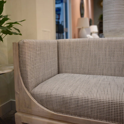 Raphael Sofa by LH Imports in light grey and antique white washed. Made from white pine, polyester, flax fabric, pu foam in a modern style.