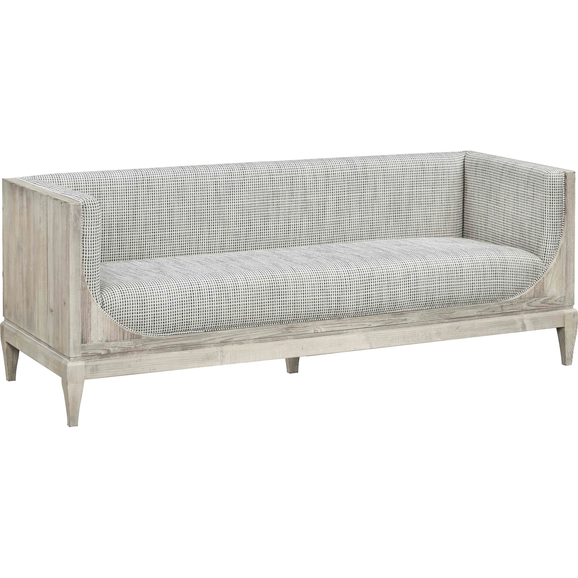 Raphael Sofa by LH Imports in light grey and antique white washed. Made from white pine, polyester, flax fabric, pu foam in a modern style.