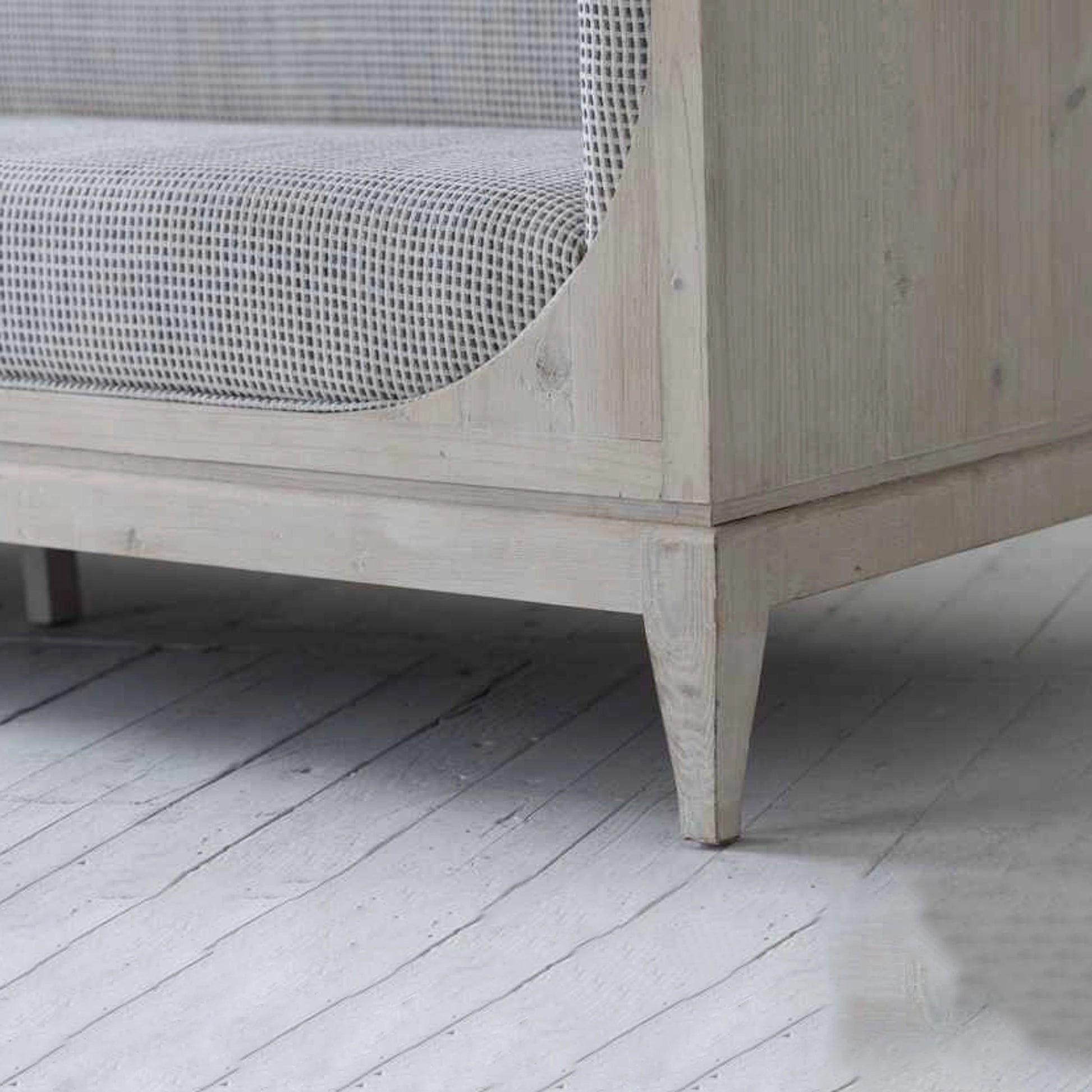 Raphael Sofa by LH Imports in light grey and antique white washed. Made from white pine, polyester, flax fabric, pu foam in a modern style.