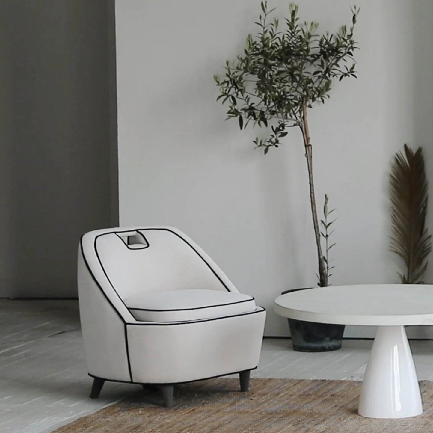 006 SI-2004413 | Lifestyle | Sculpture Coffee Table by LH Imports in white. Made from plywood, concrete, fiber reinforced plastic in a modern style.