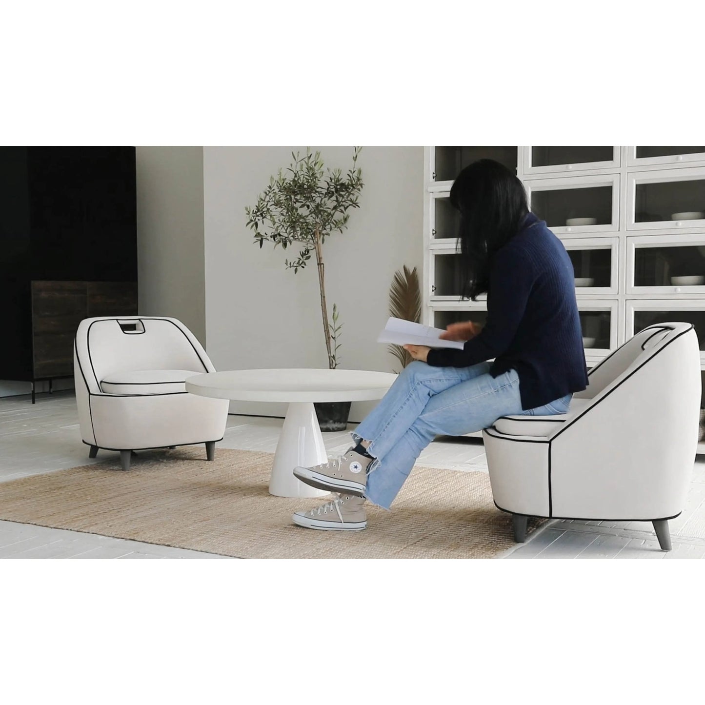 007 SI-2004413 | Lifestyle | Sculpture Coffee Table by LH Imports in white. Made from plywood, concrete, fiber reinforced plastic in a modern style.