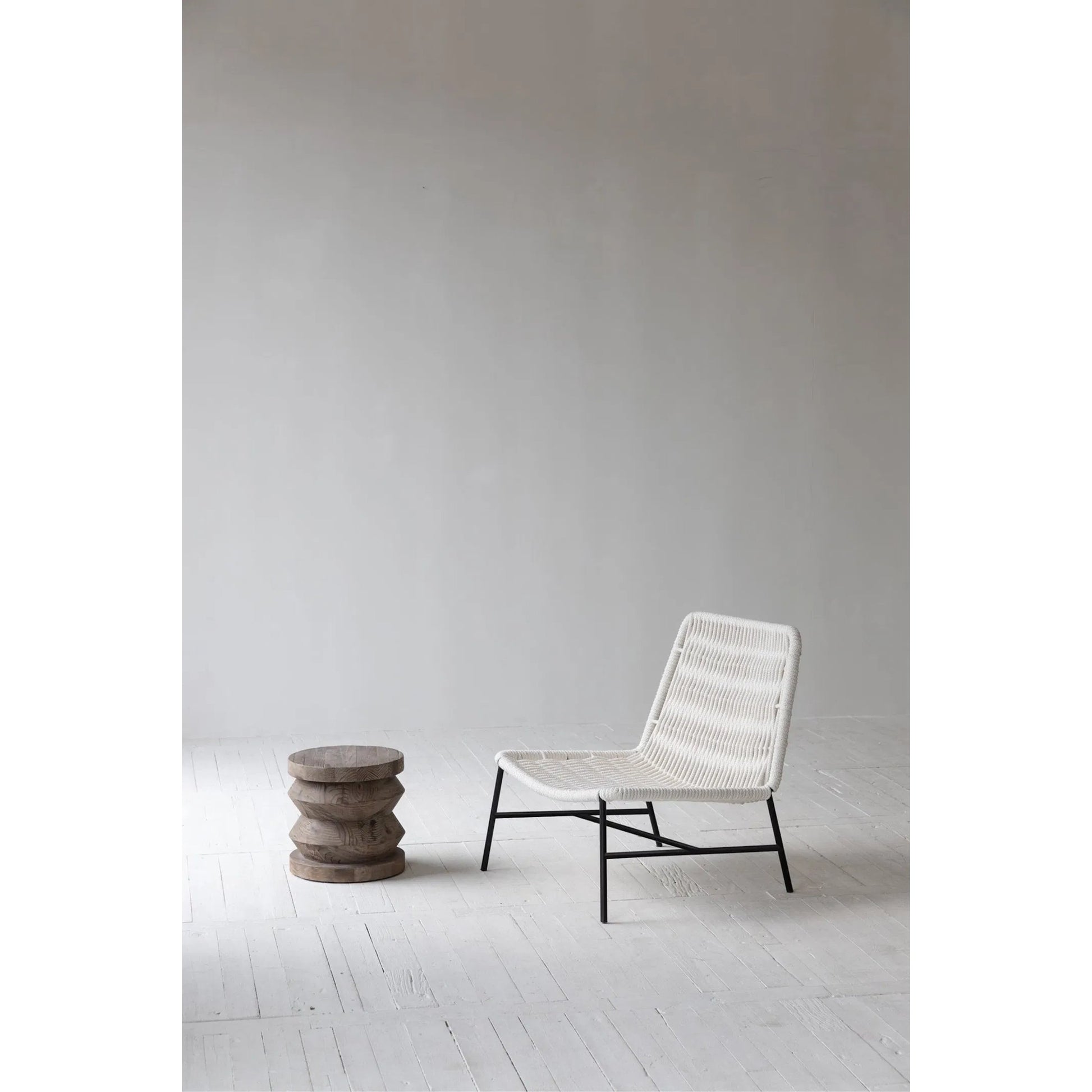 Loom Side Chair by LH Imports in white and black. Made from steel, rope in a coastal style.