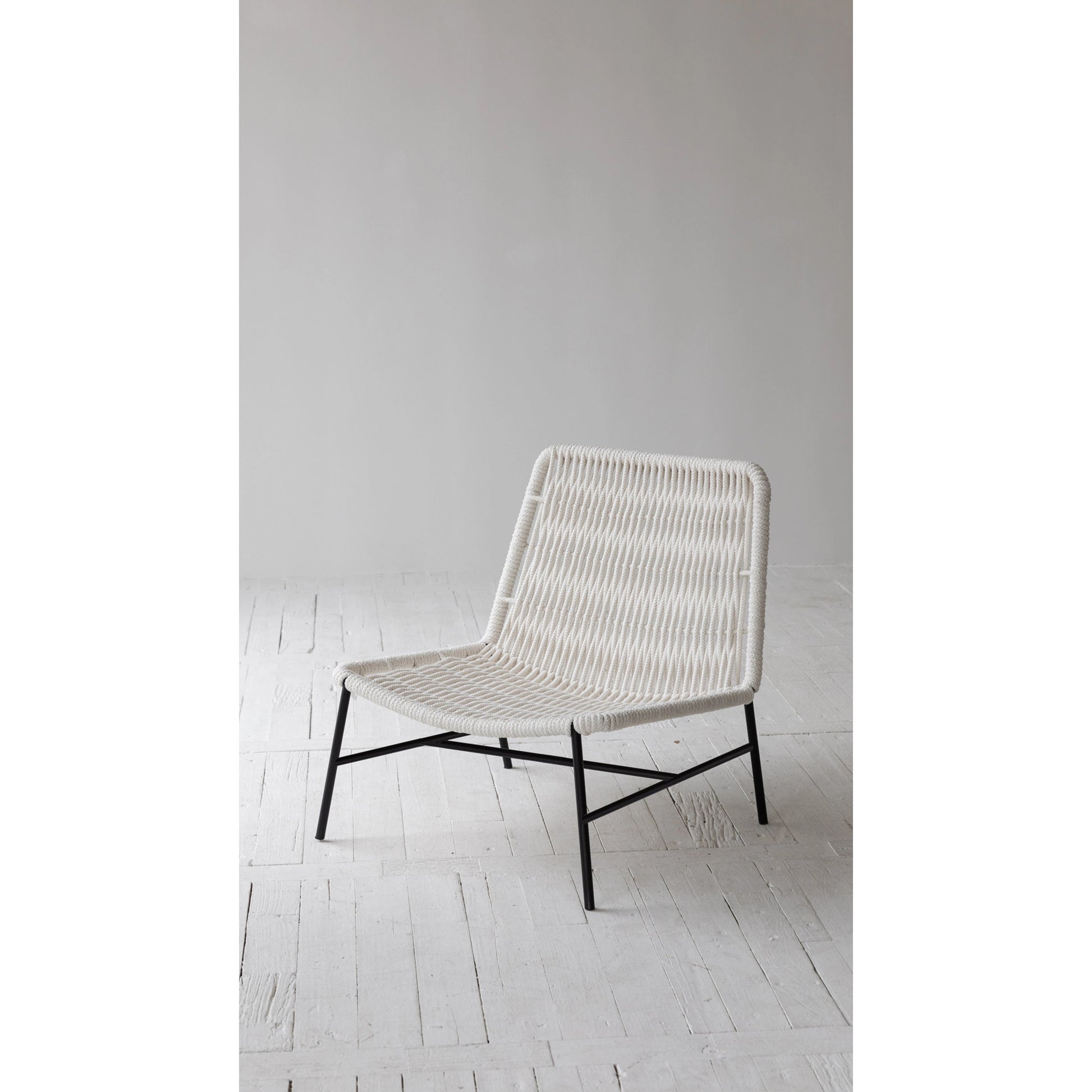 Loom Side Chair by LH Imports in white and black. Made from steel, rope in a coastal style.