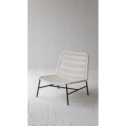 Loom Side Chair by LH Imports in white and black. Made from steel, rope in a coastal style.