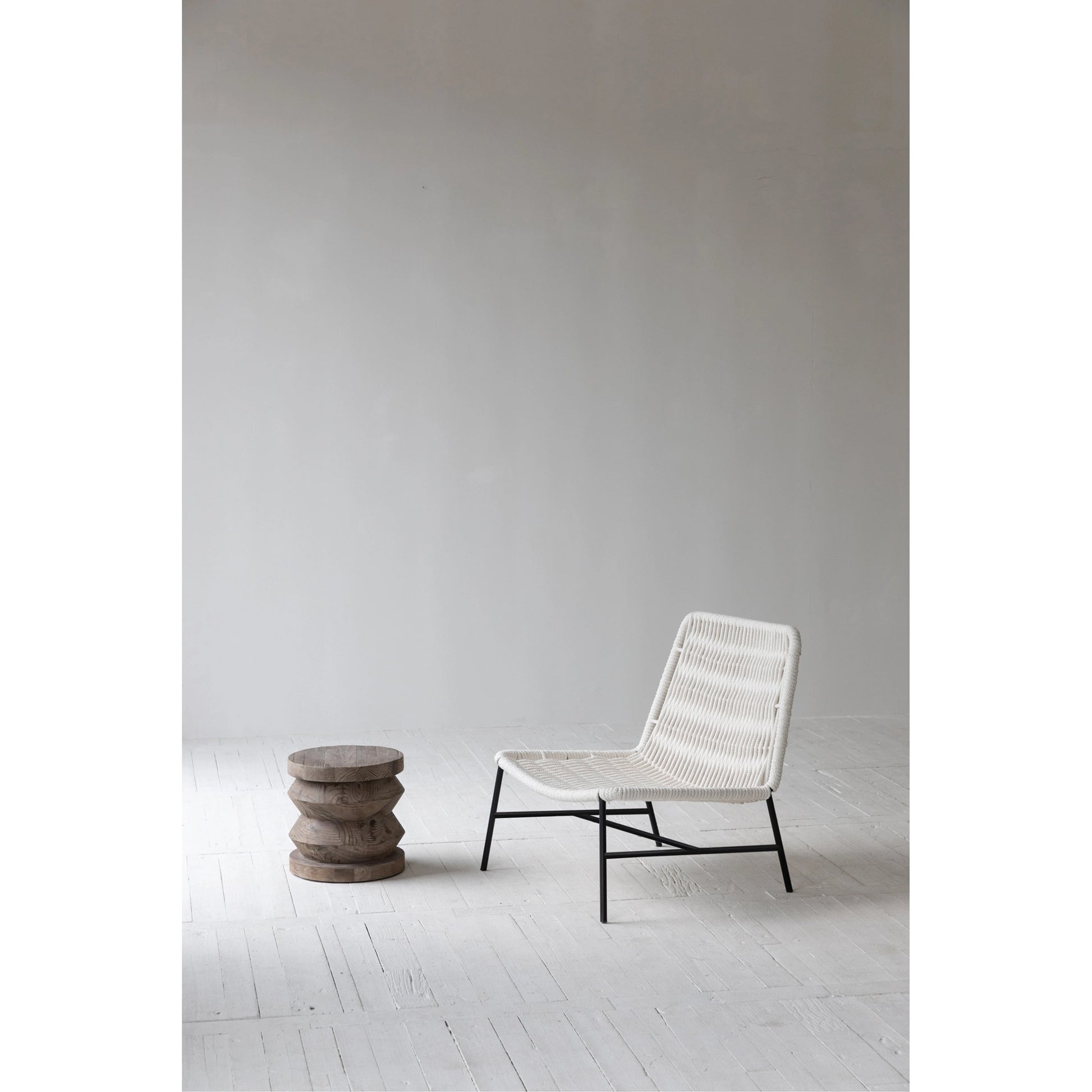 Loom Side Chair by LH Imports in white and black. Made from steel, rope in a coastal style.