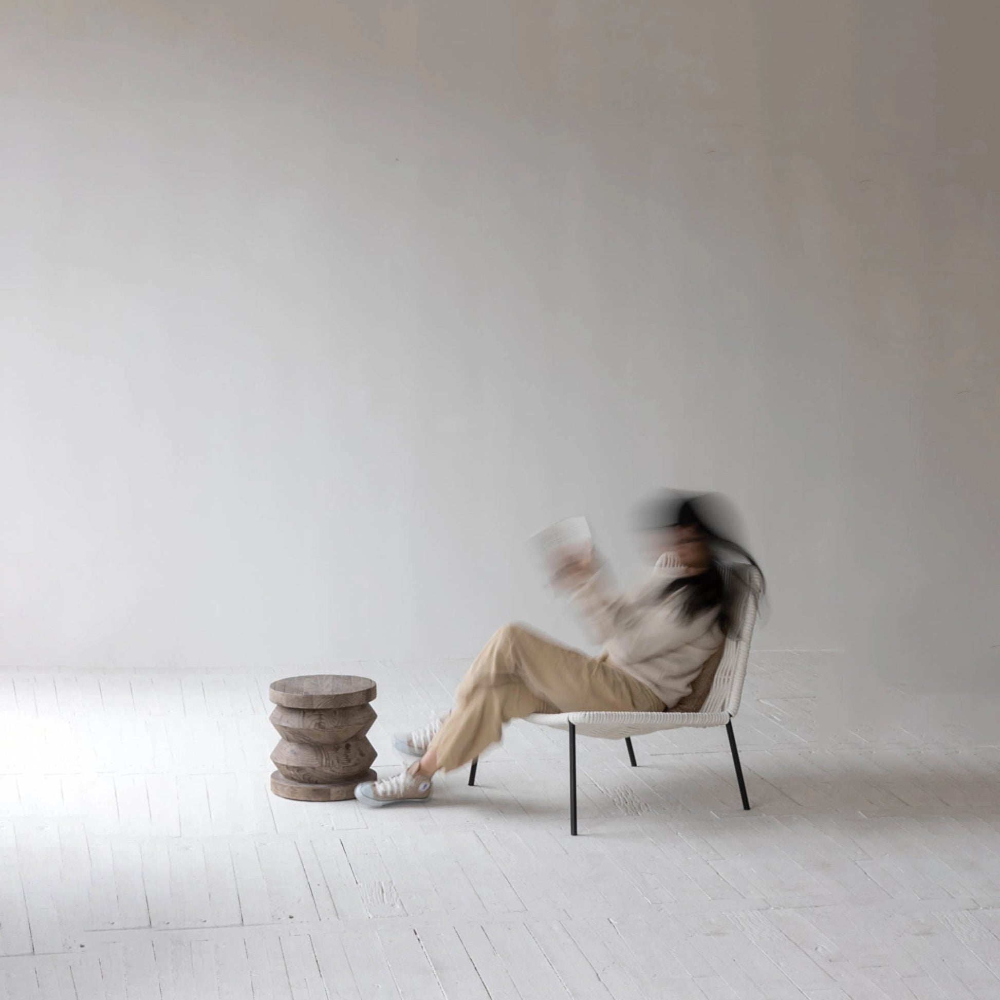Loom Side Chair by LH Imports in white and black. Made from steel, rope in a coastal style.