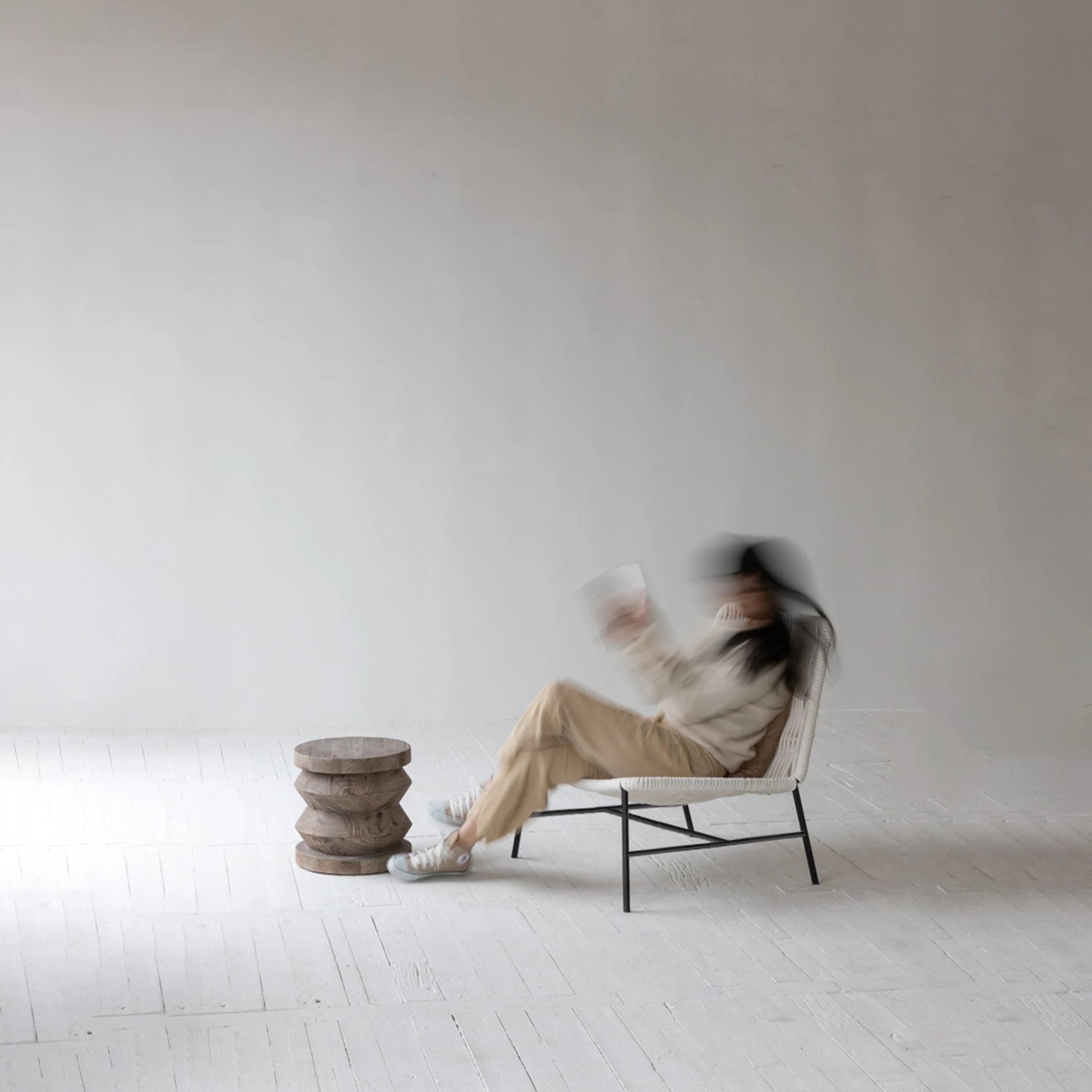 Loom Side Chair by LH Imports in white and black. Made from steel, rope in a coastal style.