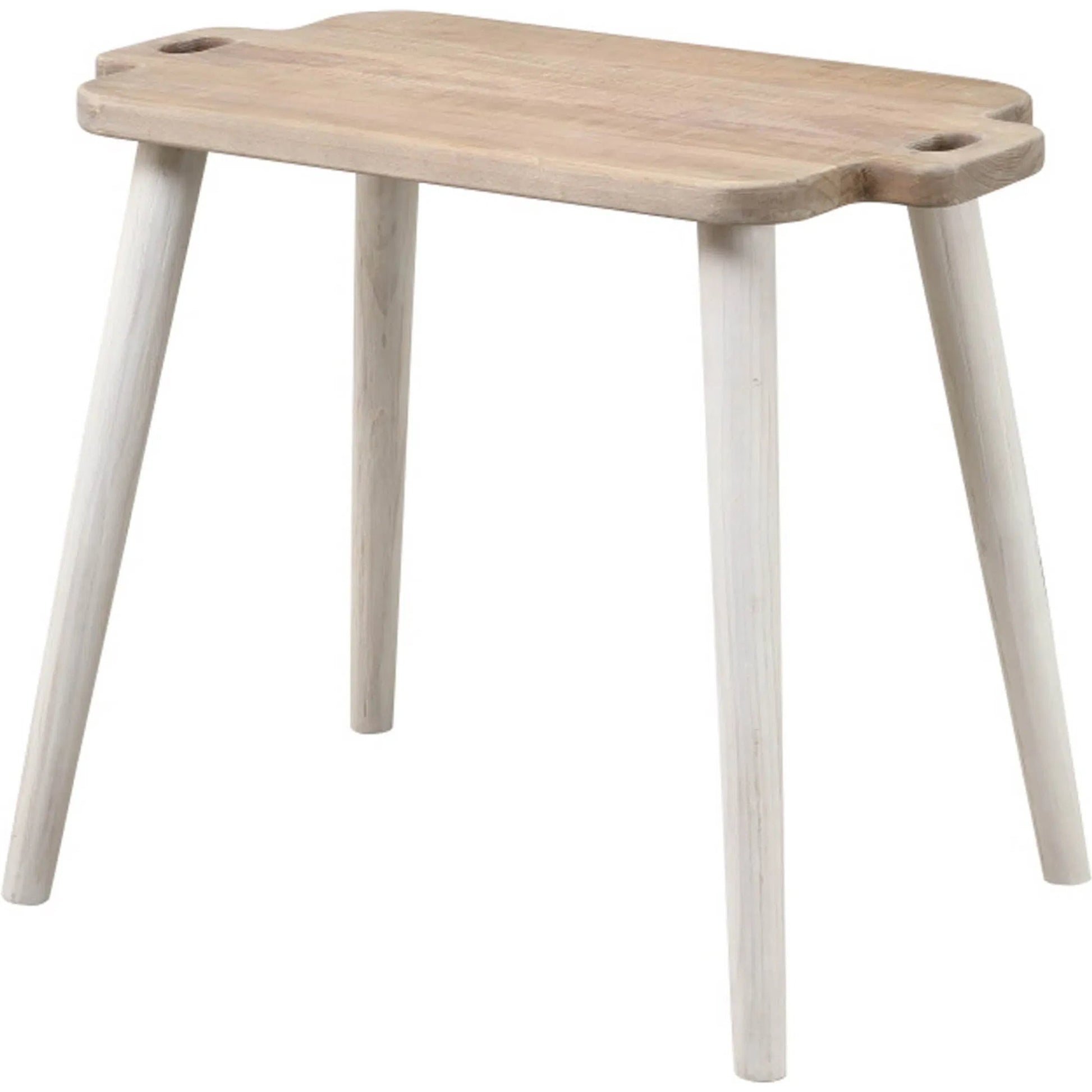 Juliet Side Table by LH Imports in brown and natural, white washed. Made from recycled white pine in a modern style.