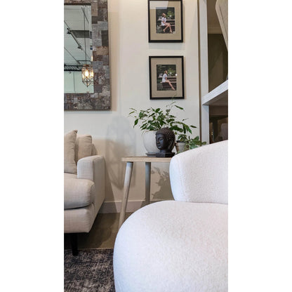 Juliet Side Table by LH Imports in brown and natural, white washed. Made from recycled white pine in a modern style.