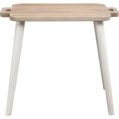 Juliet Side Table by LH Imports in brown and natural, white washed. Made from recycled white pine in a modern style.