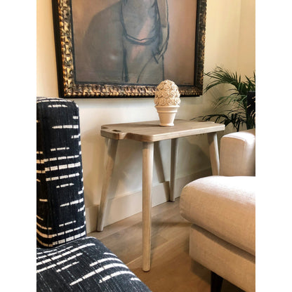 Juliet Side Table by LH Imports in brown and natural, white washed. Made from recycled white pine in a modern style.