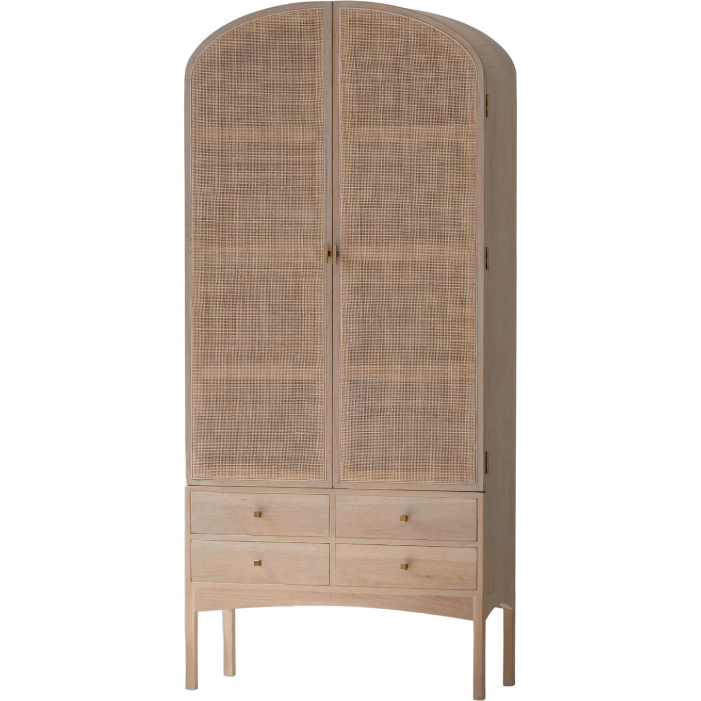 001 SI-2004137 | Primary Silo | Arco Cabinet by LH Imports in brown and natural, brass. Made from oak, oak veneer, rattan, metal in a cottage & farmhouse style.