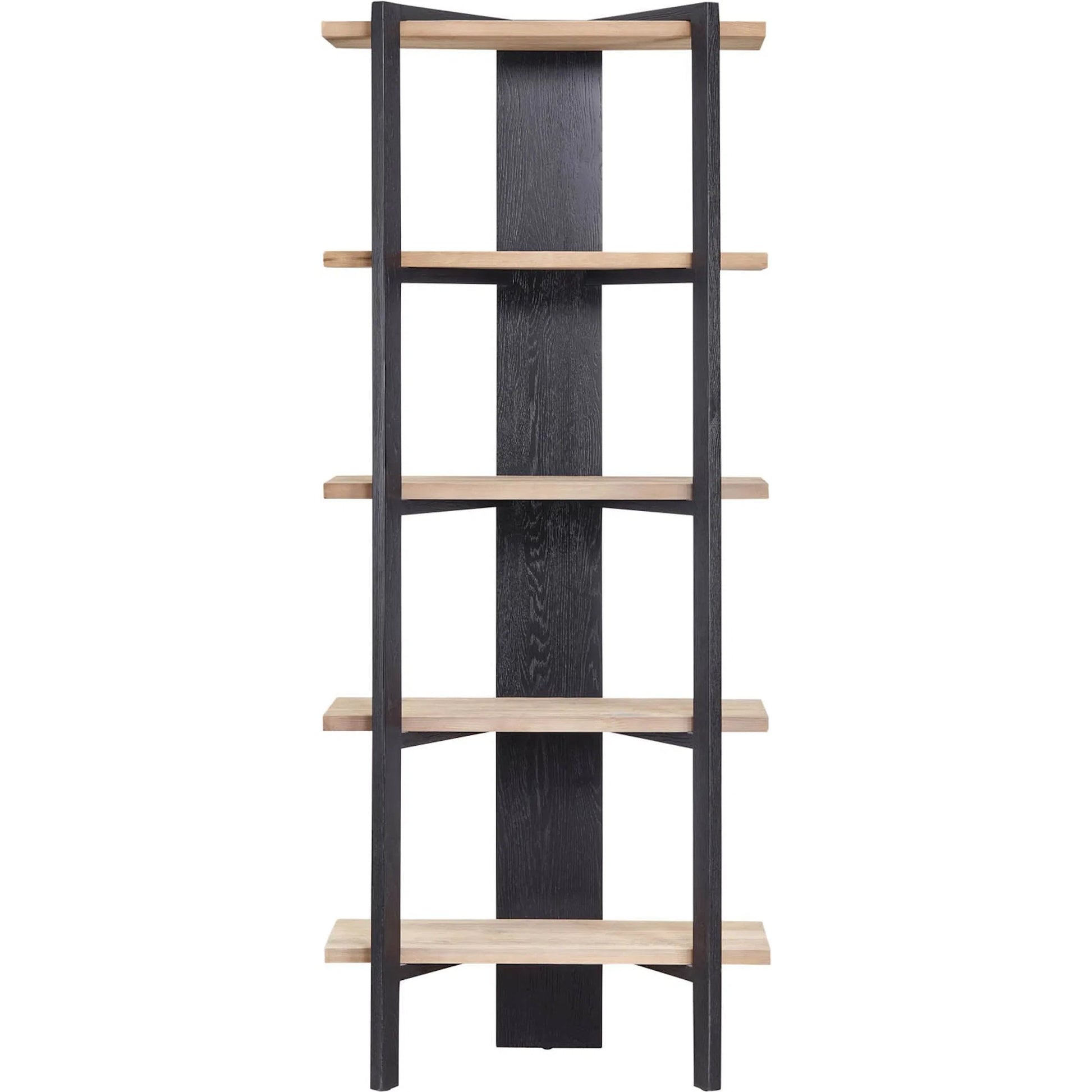 Galileo Bookcase by LH Imports in black, brown and charcoal black, natural brushed. Made from pine wood in a unique style.