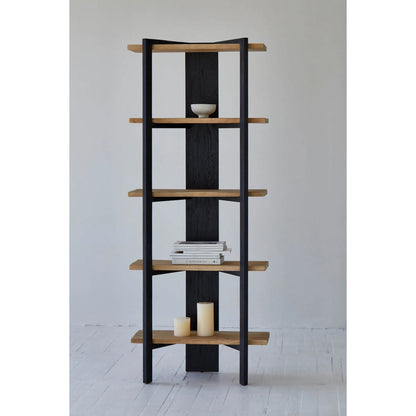Galileo Bookcase by LH Imports in black, brown and charcoal black, natural brushed. Made from pine wood in a unique style.
