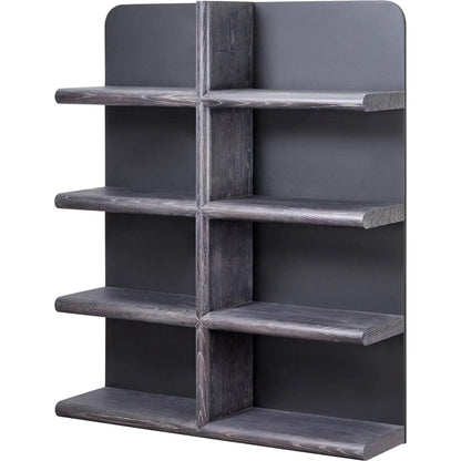 Julian Bookcase by LH Imports in black and smoked black. Made from mdf fiber-reinforced concrete, oak wood in a modern style.