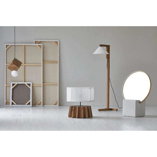 Letta Standing Lamp by LH Imports in natural oak, natural linen and natural oak. Made from oak, linen shade in a unique style.