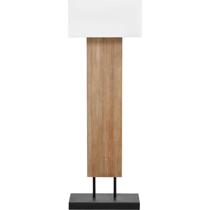 Fonte Standing Lamp by LH Imports in brown, natural linen and natural waxed, antique bronze. Made from recycled pine, concrete, linen shade, metal in a unique style.