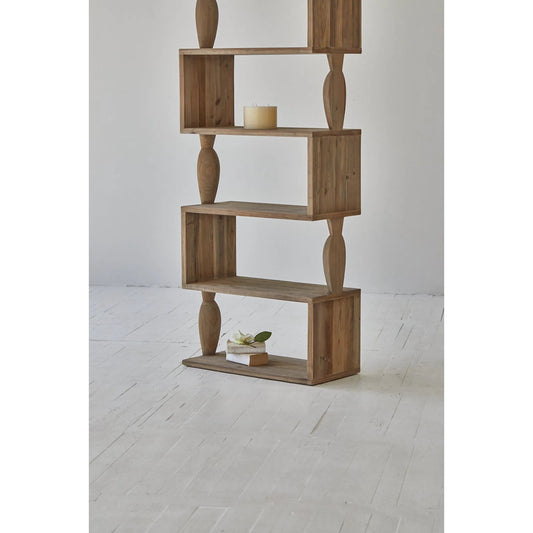 Polo Bookcase by LH Imports in brown and light natural washed. Made from elm wood in a unique style.