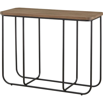 Preston Console by LH Imports in brown, black and light natural washed, antique bronze. Made from elm wood, steel in a transitional style.