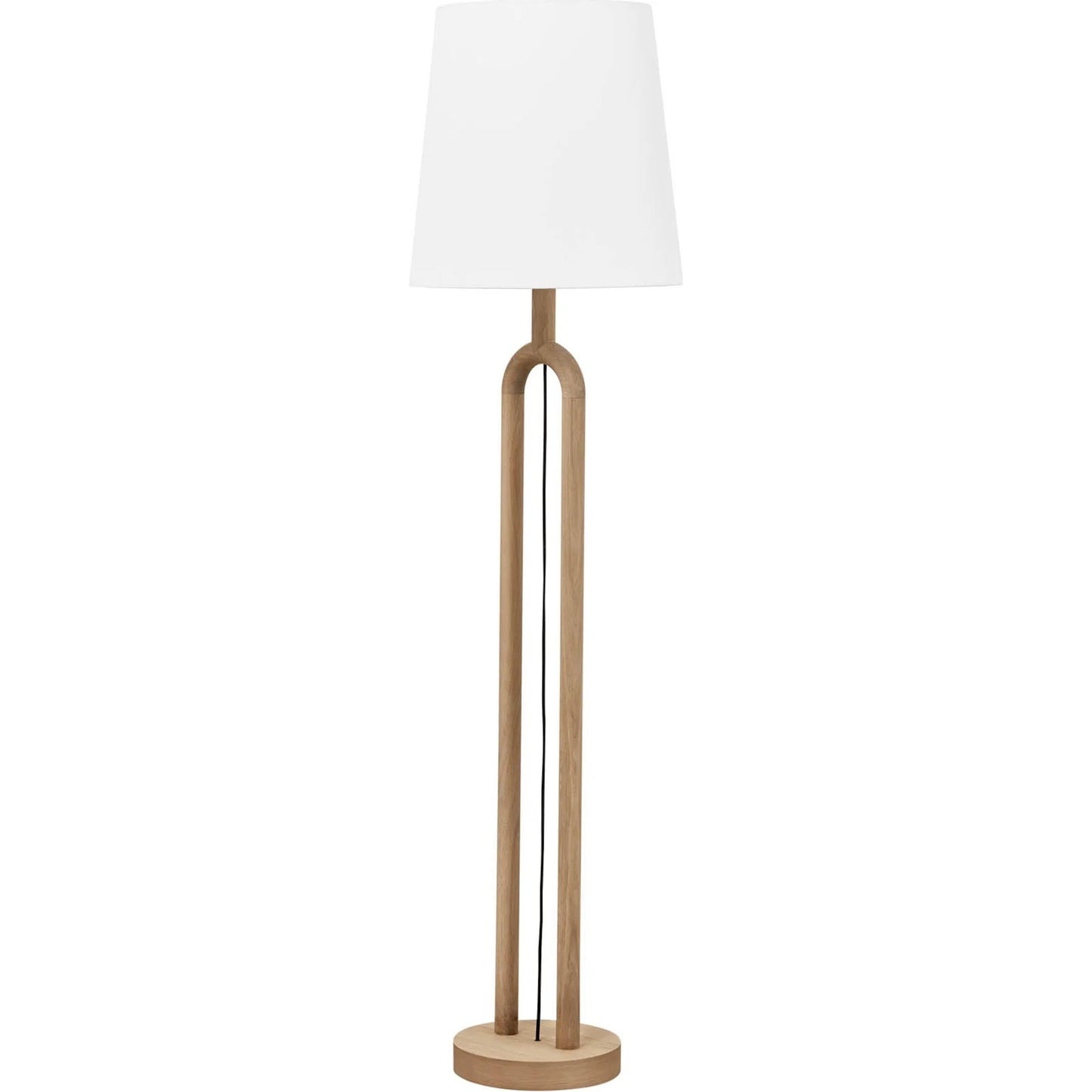 001 SI-2325228 | Primary Silo | Dolce Standing Lamp by LH Imports in brown, white and natural. Made from oak, linen shade, metal in a unique style.
