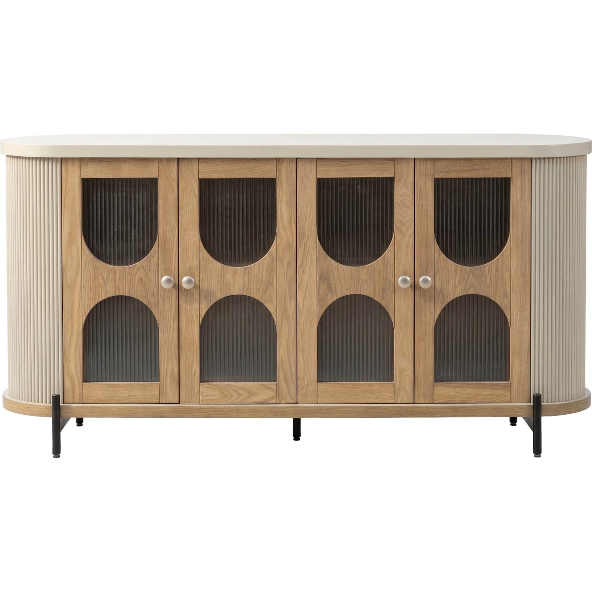 Colosseo Sideboard by LH Imports in brown, grey and natural oak, grey, black. Made from solid oak, mdf, oak veneer, metal, glass in a unique style.