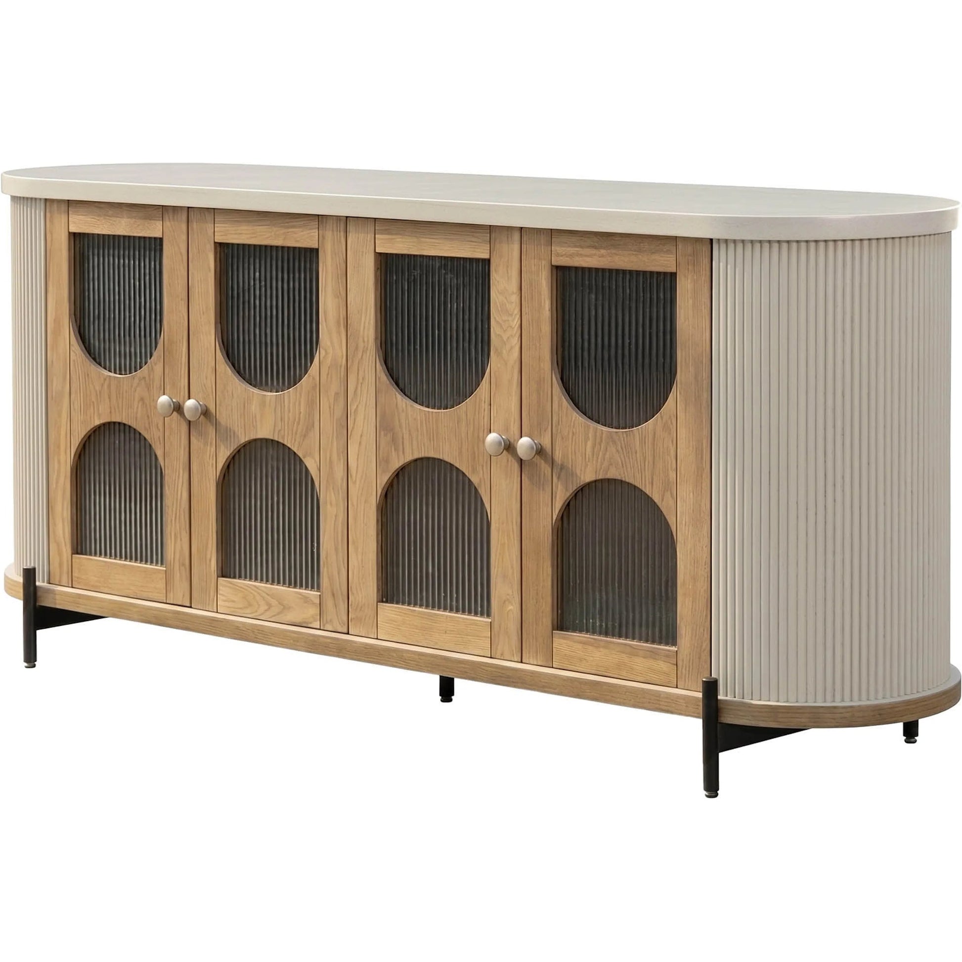 Colosseo Sideboard by LH Imports in brown, grey and natural oak, grey, black. Made from solid oak, mdf, oak veneer, metal, glass in a unique style.