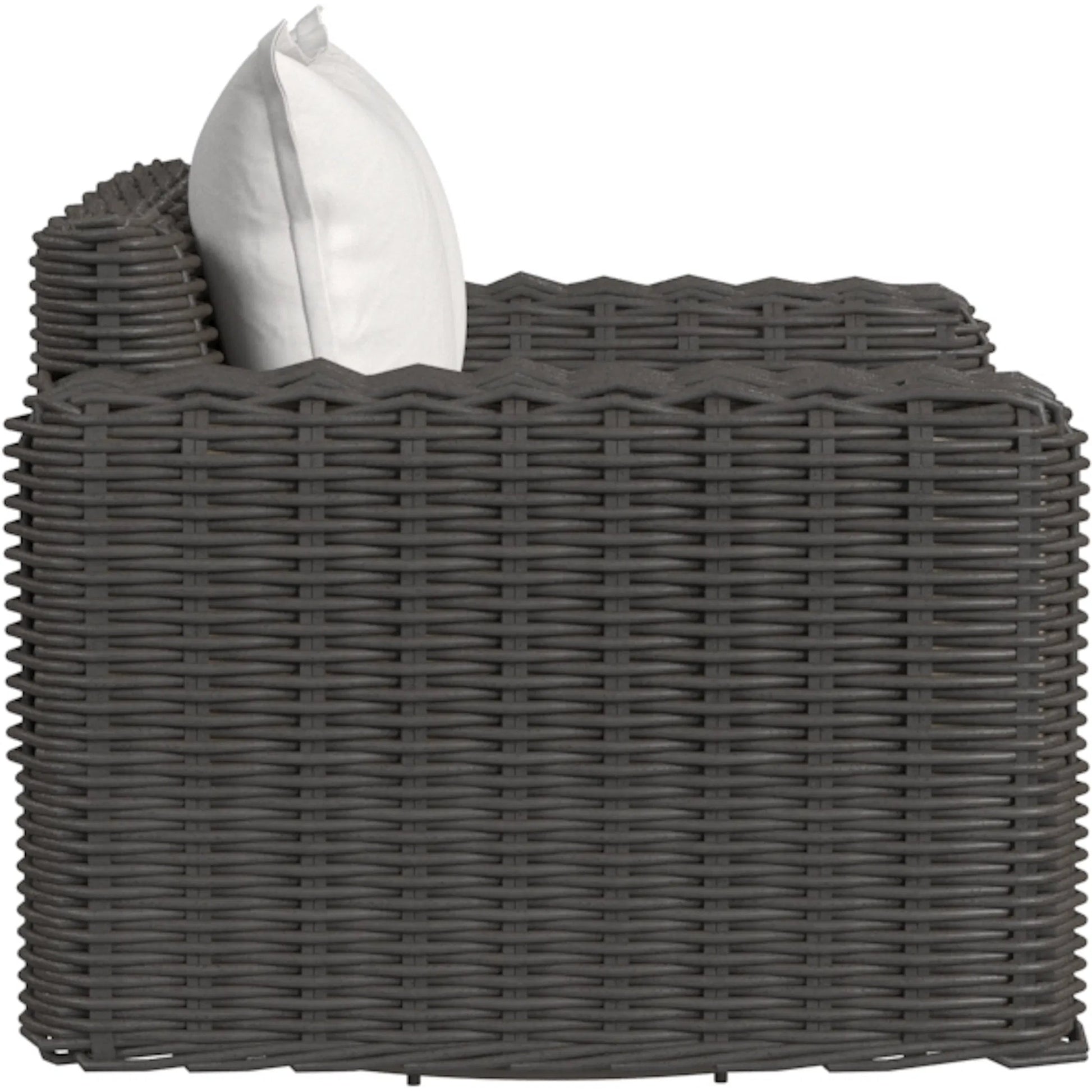 Cabo Outdoor Oversized Swivel Club Chair by Sunset West in dark wood. Made from resin wicker in a rustic style.