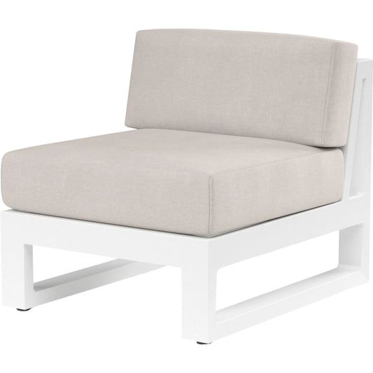Newport Outdoor Armless Club Chair by Sunset West in whites/creams/beiges. Made from aluminum in a modern style.