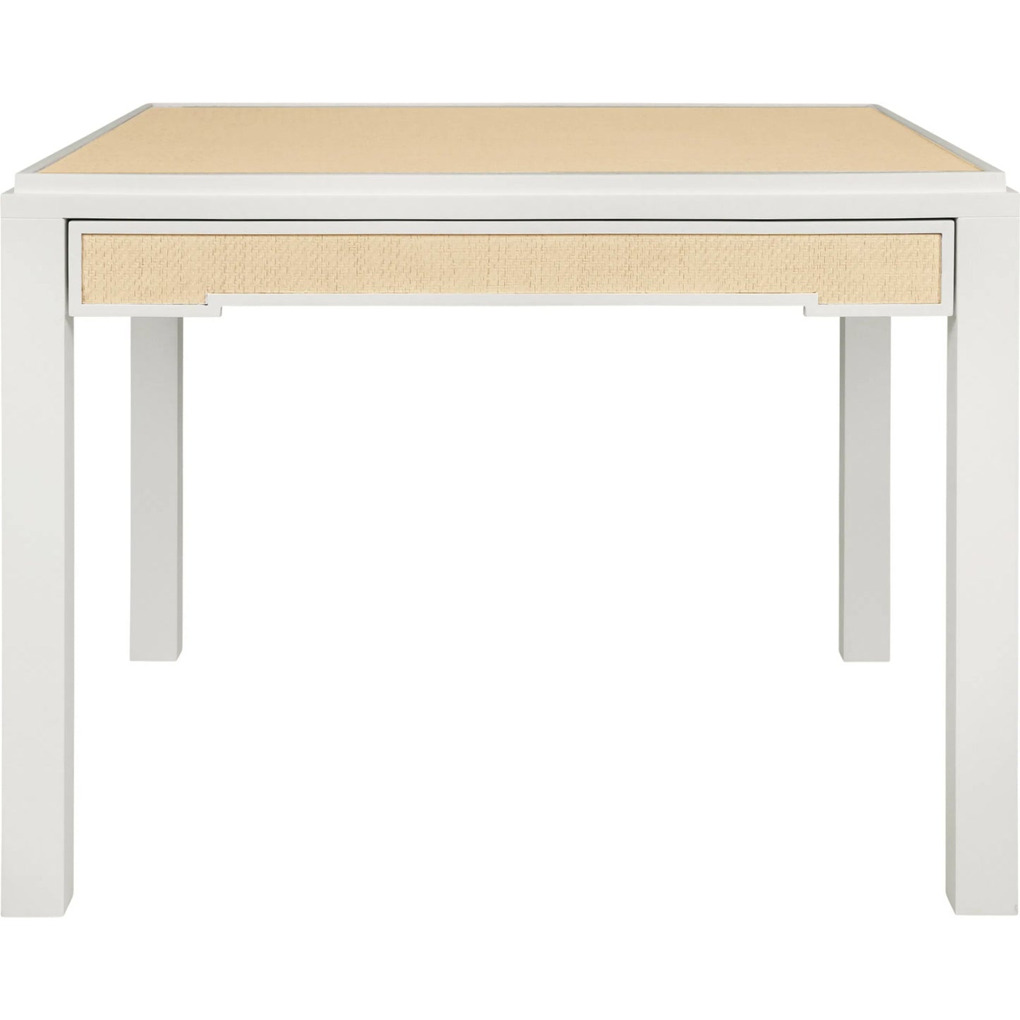 002 SI-2461334 | Additional Silo | Robin Square Two Drawer Game Table by Worlds Away in white, natural. Made from solid wood, mdf, rattan in a transitional style.