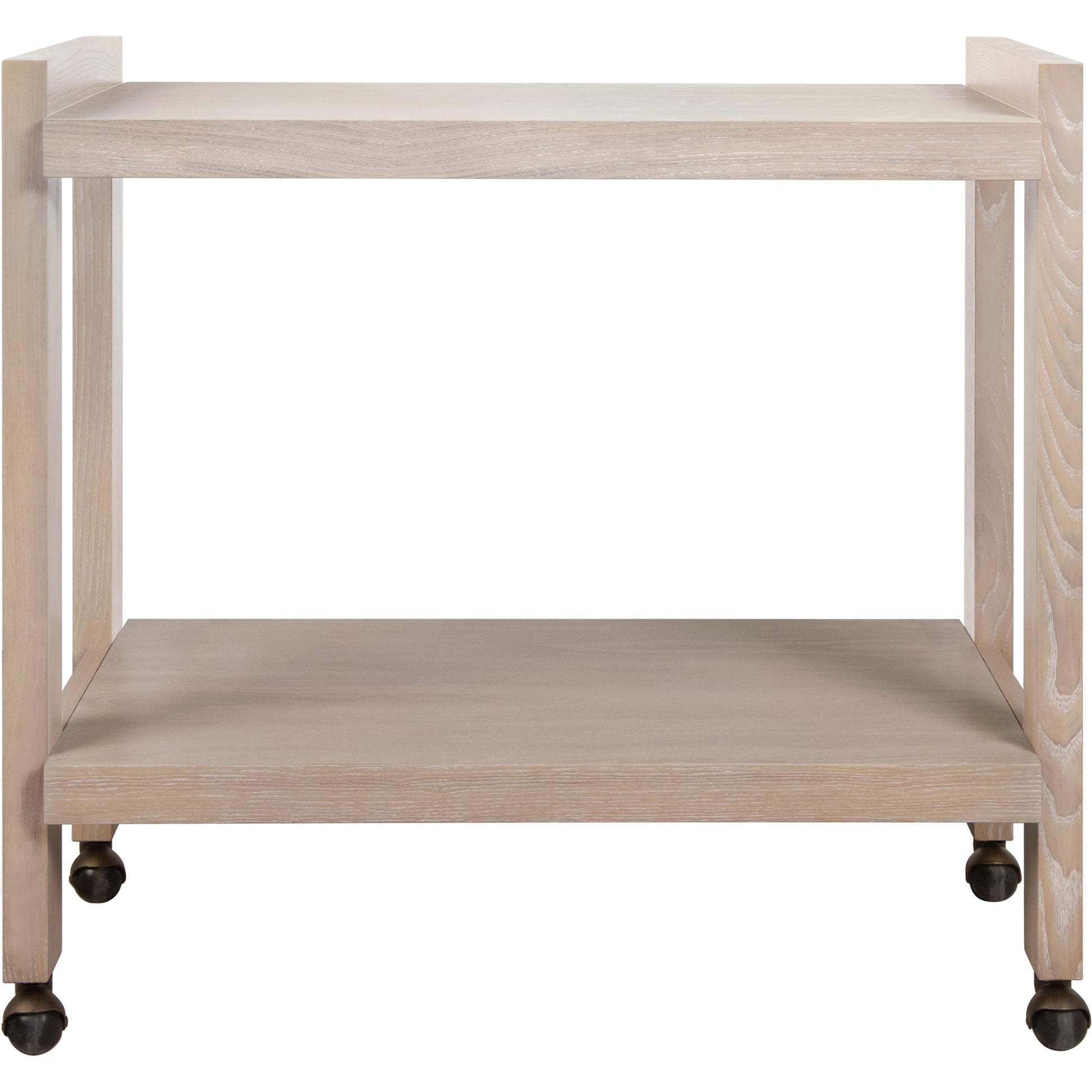 Rockwell Minimalist Bar Cart by Worlds Away in white washed oak. Made from unique in a modern style.