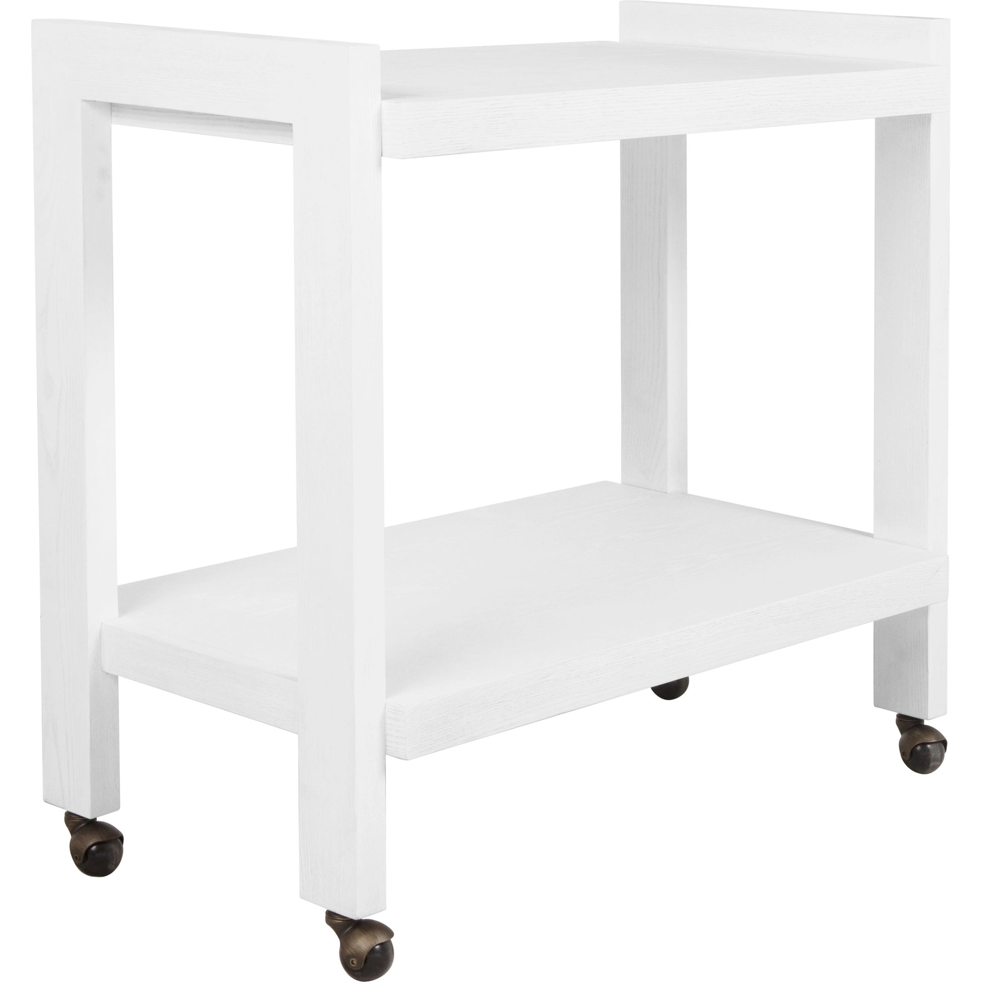 Rockwell Minimalist Bar Cart by Worlds Away in white washed oak. Made from unique in a modern style.