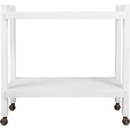 Rockwell Minimalist Bar Cart by Worlds Away in white washed oak. Made from unique in a modern style.