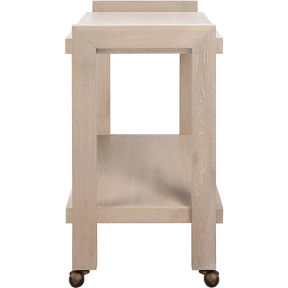 Rockwell Minimalist Bar Cart by Worlds Away in white washed oak. Made from unique in a modern style.