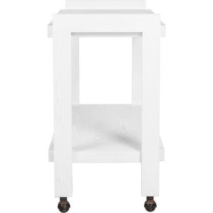 Rockwell Minimalist Bar Cart by Worlds Away in white washed oak. Made from unique in a modern style.