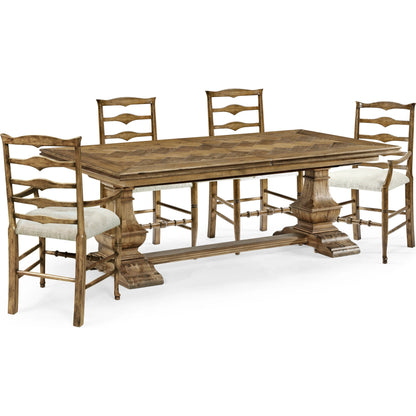 Casual Accents Medium Driftwood Parquet Top Dining Table by Jonathan Charles in medium brown driftwood. Made from acacia in a modern style.