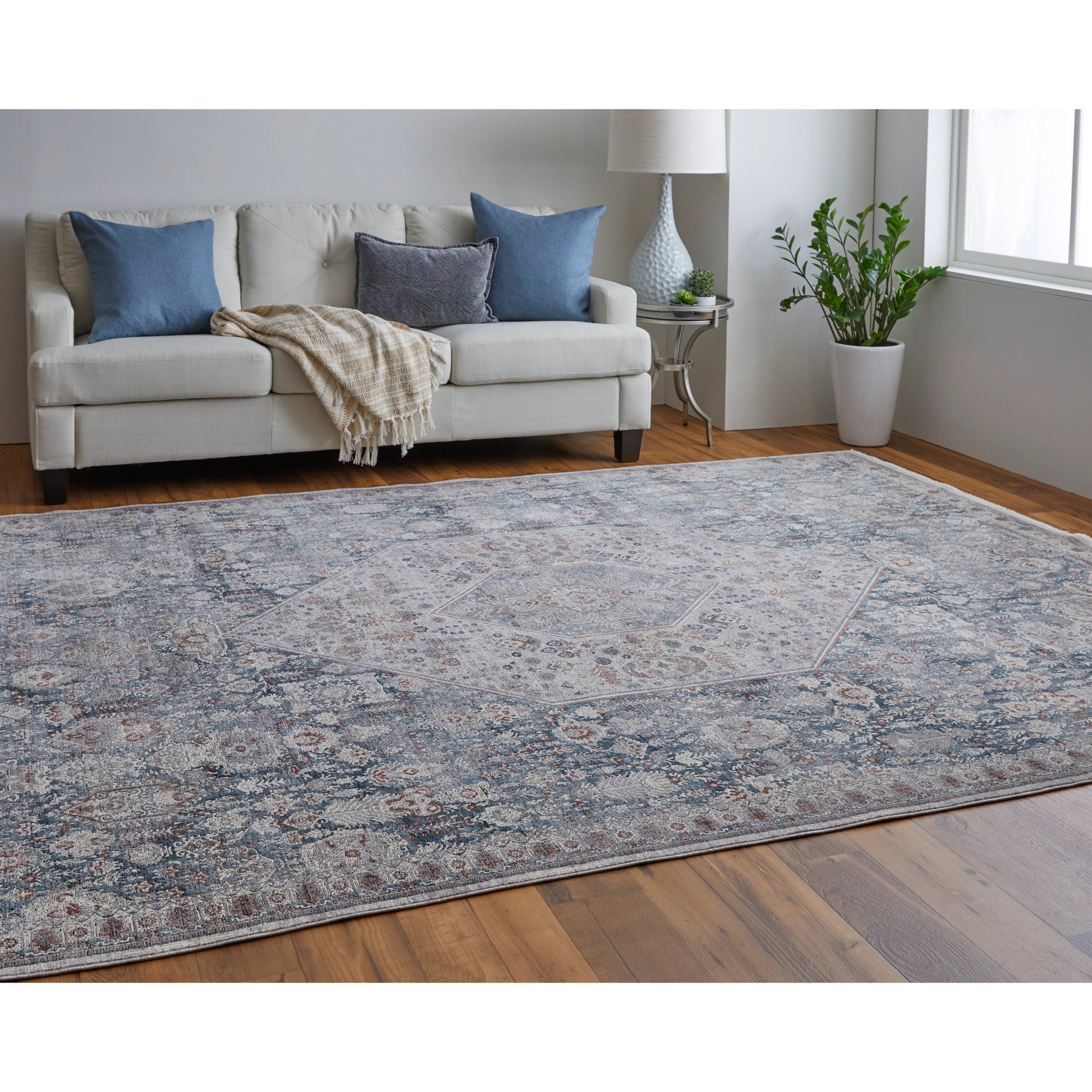 Marquette Transitional Rug - 39GUF by Feizy in blue, ivory. Made from unique in a unique style.