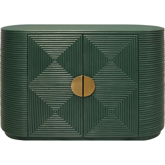 Roger Two Door Reeded Case by Worlds Away in green. Made from solid wood, mdf in a unique style.