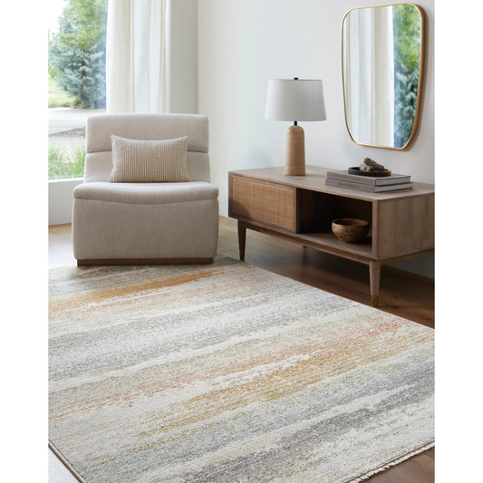 Rojin Rug - 500041 by Livabliss in oatmeal, light slate, taupe, light blue, rust, mustard. Made from face: 100% polypropylene, warp: 100% polyester in a unique style.
