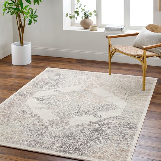 Roma Rug - 19356 by Livabliss in cream, light gray, gray, charcoal, medium green, light brown. Made from face: 100% polypropylene, warp: 100% jute in a unique style.