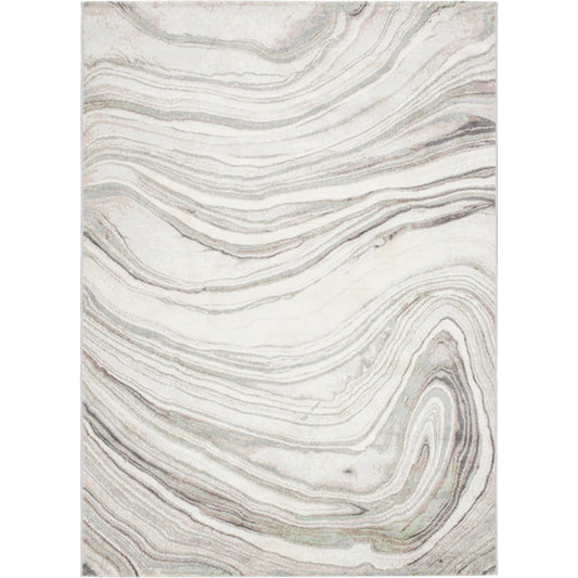 Roma Rug - 492665 by Livabliss in cream, light gray, gray, light brown, medium green, brown. Made from face: 100% polypropylene, warp: 100% polyester in a unique style.