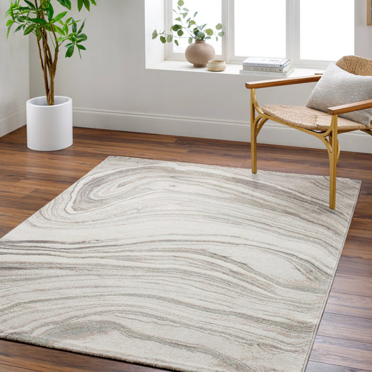 Roma Rug - 492665 by Livabliss in cream, light gray, gray, light brown, medium green, brown. Made from face: 100% polypropylene, warp: 100% polyester in a unique style.