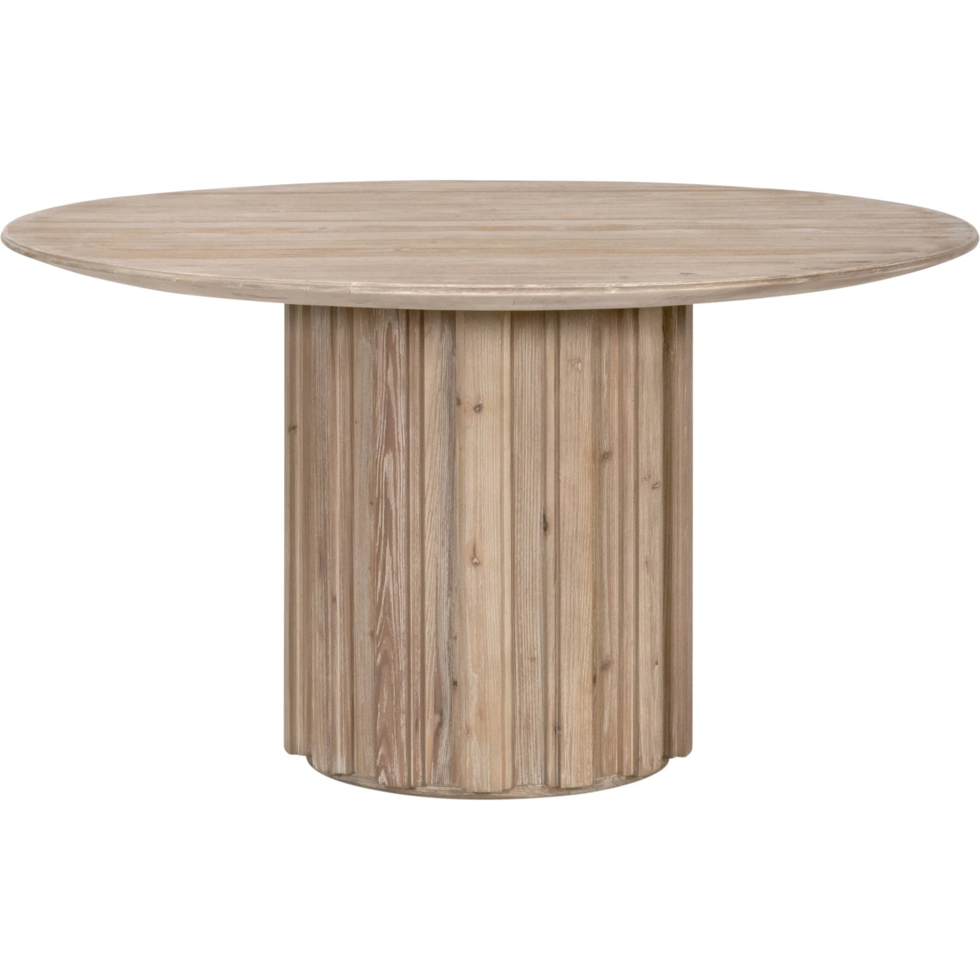 Roma Round Dining Table by Essentials For Living in smoke gray pine. Made from solid reclaimed pine wood, reclaimed pine veneer, mdf in a unique style.