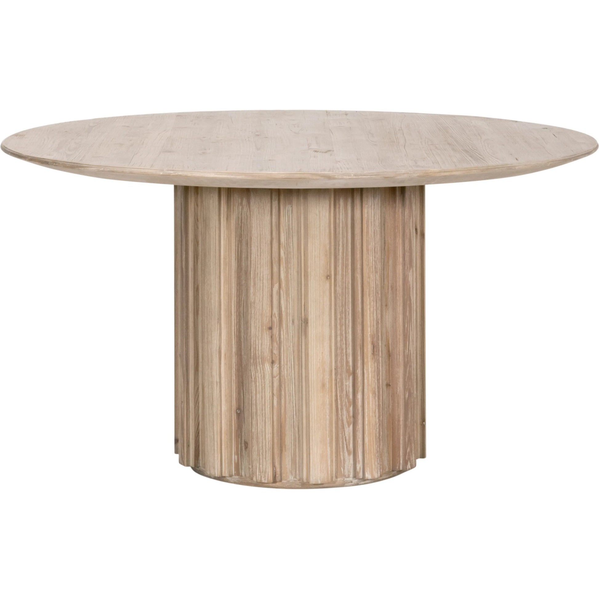 Roma Round Dining Table by Essentials For Living in smoke gray pine. Made from solid reclaimed pine wood, reclaimed pine veneer, mdf in a unique style.